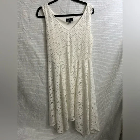 Ronni Nicole | Dresses | Rn Studio By Ronni Nicole White Sleeveless Lace  Eyelet Dress Size Xl | Poshmark